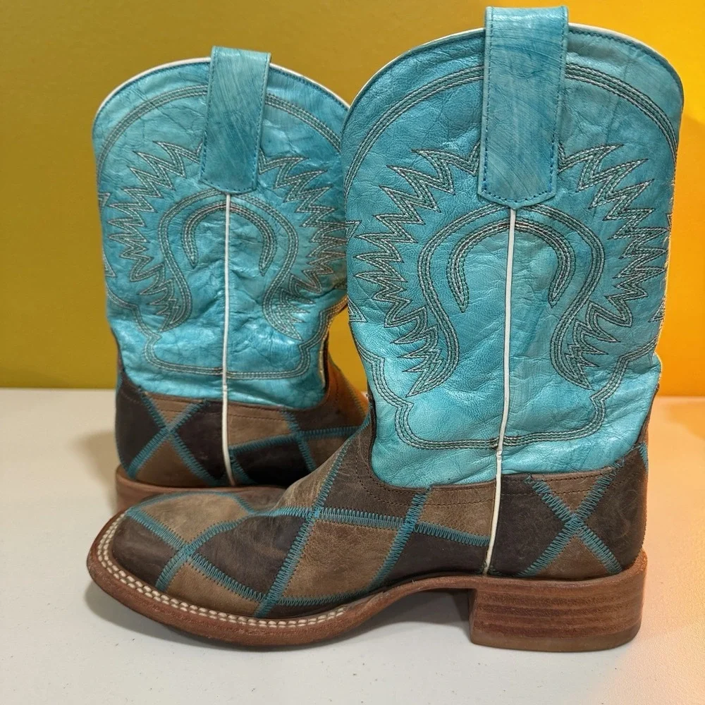 Anderson Bean Kids Turquoise And Brown Horse Power Boots K1055 – Youth Size 3